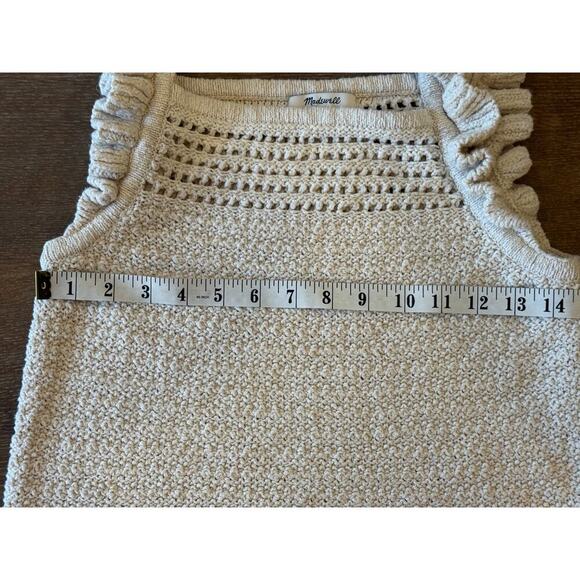 MADEWELL Ivory Knit Ruffle Sweater 100% Cotton Top Shirt Women size S Boho - Picture 8 of 8